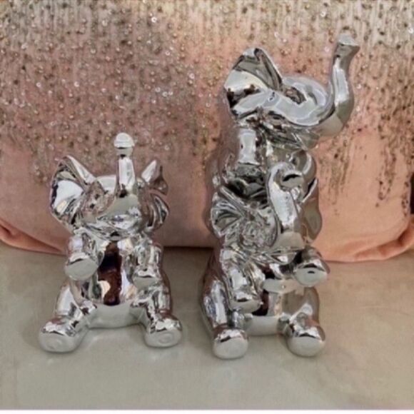 New Elephant set Chrome Silver Good Luck - Picture 8 of 10